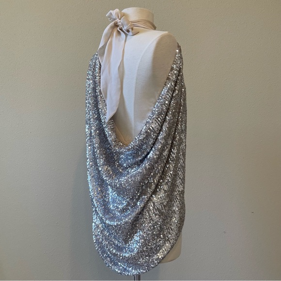 ❌SOLD❌Magda Butrym Sequin Silver Cape Blouse - Picture 5 of 10